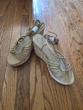 Sun + Stone Wedge Sandals with Lace-Up Straps
